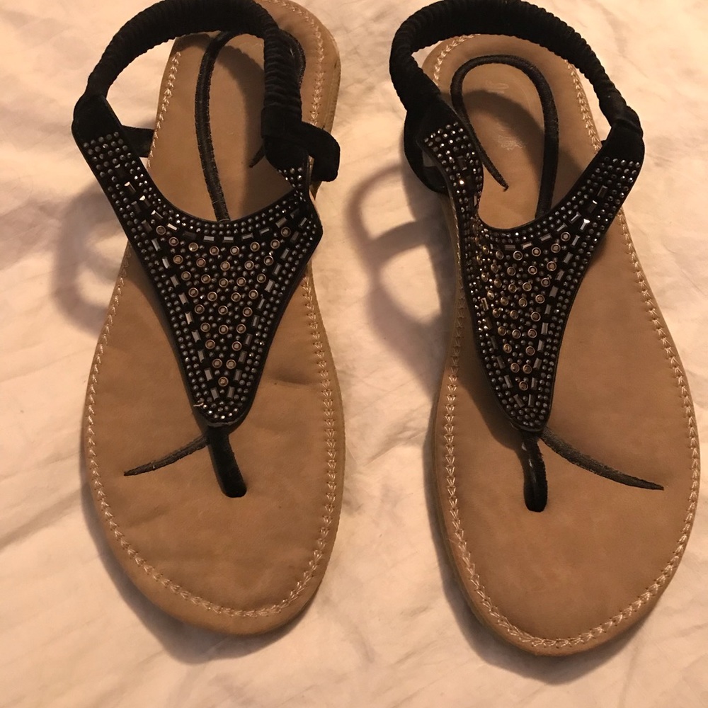 Cute little black sandals with sparkles